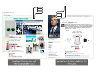 Facebook Shop verlinkt auf internationale StartseiteVerkauf von Artikeln direkt auf der Pinnwand