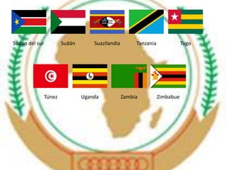 Sudán del sur Sudán Suazilandia Tanzania Togo 
Túnez Uganda Zambia Zimbabue 
 
