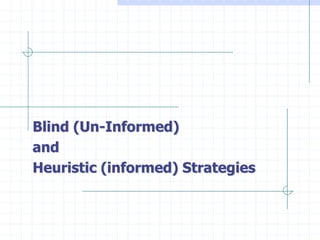 Blind (Un-Informed)
and
Heuristic (informed) Strategies
 