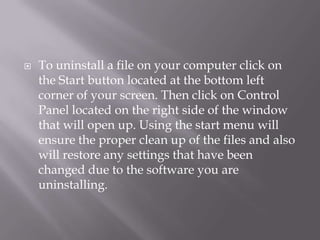 Uninstall a program | PPTX