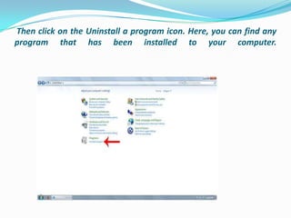 Uninstall program from window7 | PPTX
