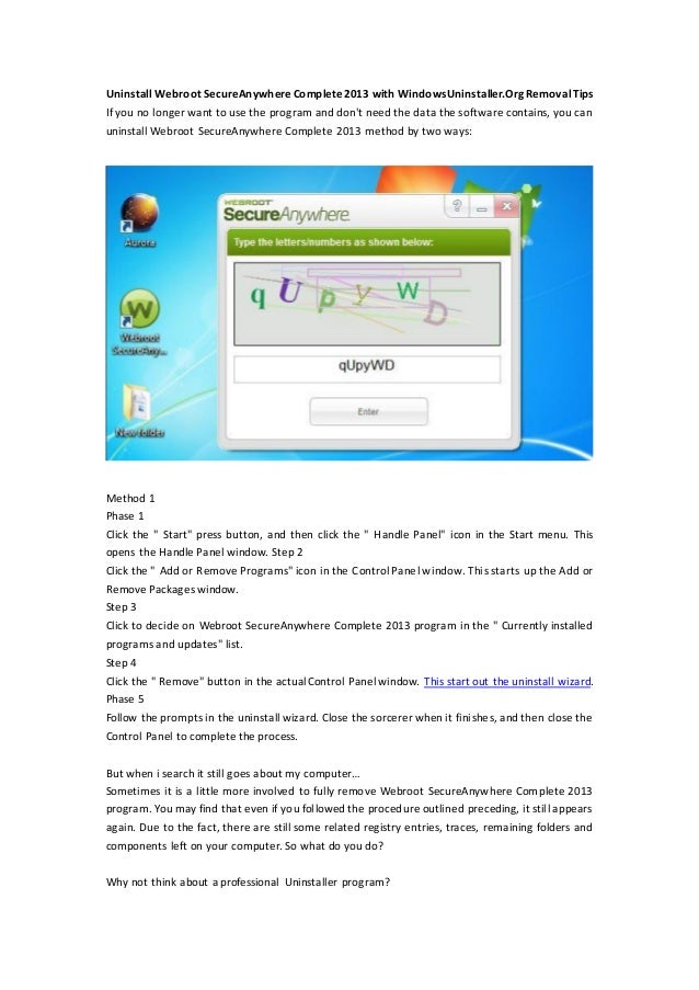 uninstall webroot secureanywhere uninstall webroot secureanywhere
