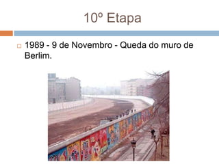 10º Etapa1989 - 9 de Novembro - Queda do muro de Berlim.