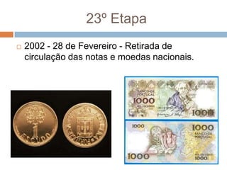 23º Etapa2002 - 28 de Fevereiro - Retirada de circulação das notas e moedas nacionais.