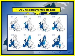  1990 - 1999          Em 1993, é concluído o Mercado Único com as “quatro liberdades”: livre circulação de mercadorias, de serviços, de pessoas e de capitais. A década de 90 é também marcada por mais dois Tratados, o Tratado da União Europeia ou Tratado de Maastricht, de 1993, e o Tratado de Amesterdão, de 1999. Em 1995, a União Europeia passa a incluir três novos Estados-Membros, a Áustria, a Finlândia e a Suécia. Esta etapa também é assinalada pelos milhões de jovens que estudam noutros países com o apoio da UE. 