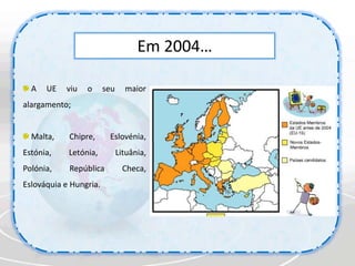 Em 1995… Em 1995, a Áustria, Suécia e Finlândia juntaram-se à recém-criada União Europeia.