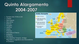 o Europa dos Vinte e Um
o Chipre
o Eslováquia
o Eslovênia
o Estônia
o Hungria
o Letônia
o Malta
o Polônia
o República Checa
o Bulgária
o Romênia
o Candidatos: Turquia, Antiga
República Jugoslava da Macedônia
e Croácia
 