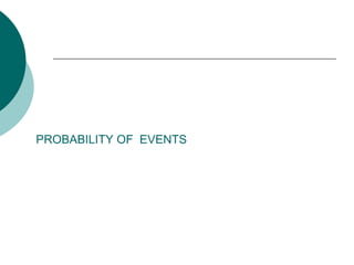 PROBABILITY OF EVENTS
 