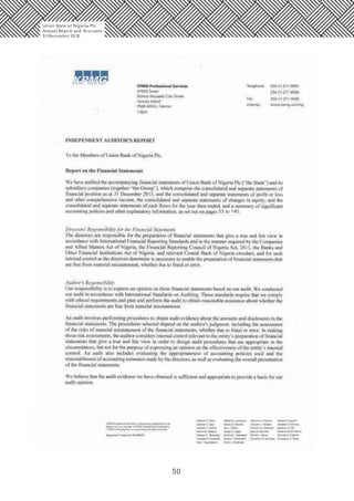 50
Union Bank of Nigeria Plc
Annual Report and Accounts
31December 20 15
53 to 140.
 