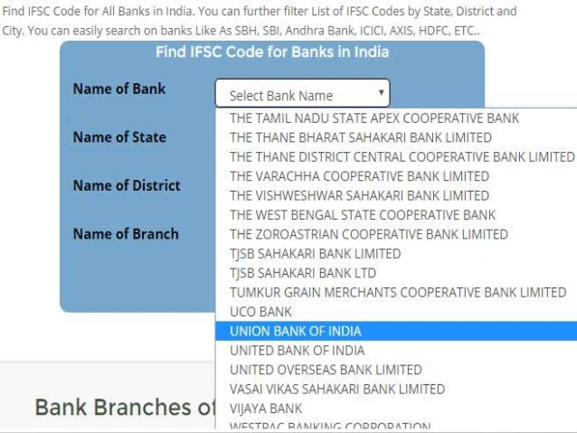 Union bank of india ifsc code