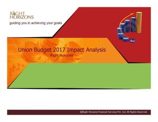 Union Budget 2017 Impact Analysis
Right Horizons
 