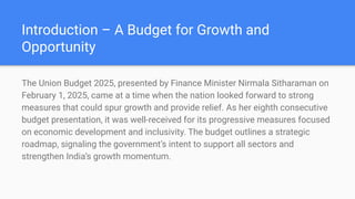 Union Budget 2025 – Building a Future for All | PDF
