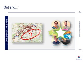 GET
Get and…
14
SwisscomFriendsCommunityManagement
…MOREGREATFREINDS
 