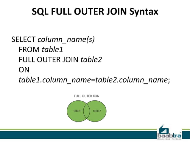 Unions and joins in mysql | PPT