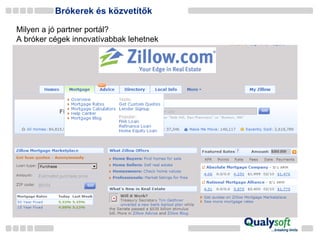 Brókerek és közvetítők Blogok, videomegosztók és informális kommunikáció Marketing  2.0 Brand építés Milyen a jó partner portál? A bróker cégek innovatívabbak lehetnek 