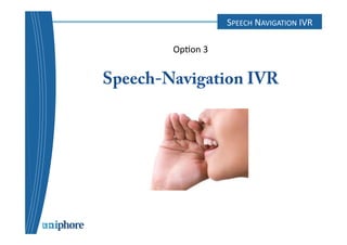 SPEECH 
NAVIGATION 
IVR 
Op=on 
3 
Speech-Navigation IVR 
 