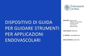 DISPOSITIVO DI GUIDA
PER GUIDARE STRUMENTI
PER APPLICAZIONI
ENDOVASCOLARI
INVENTORI: Mauro Ferrari
Raffaella Nice Berchiol...