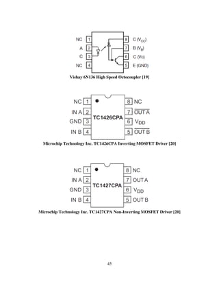 45
Vishay 6N136 High Speed Octocoupler [19]
Microchip Technology Inc. TC1426CPA Inverting MOSFET Driver [20]
Microchip Technology Inc. TC1427CPA Non-Inverting MOSFET Driver [20]
 