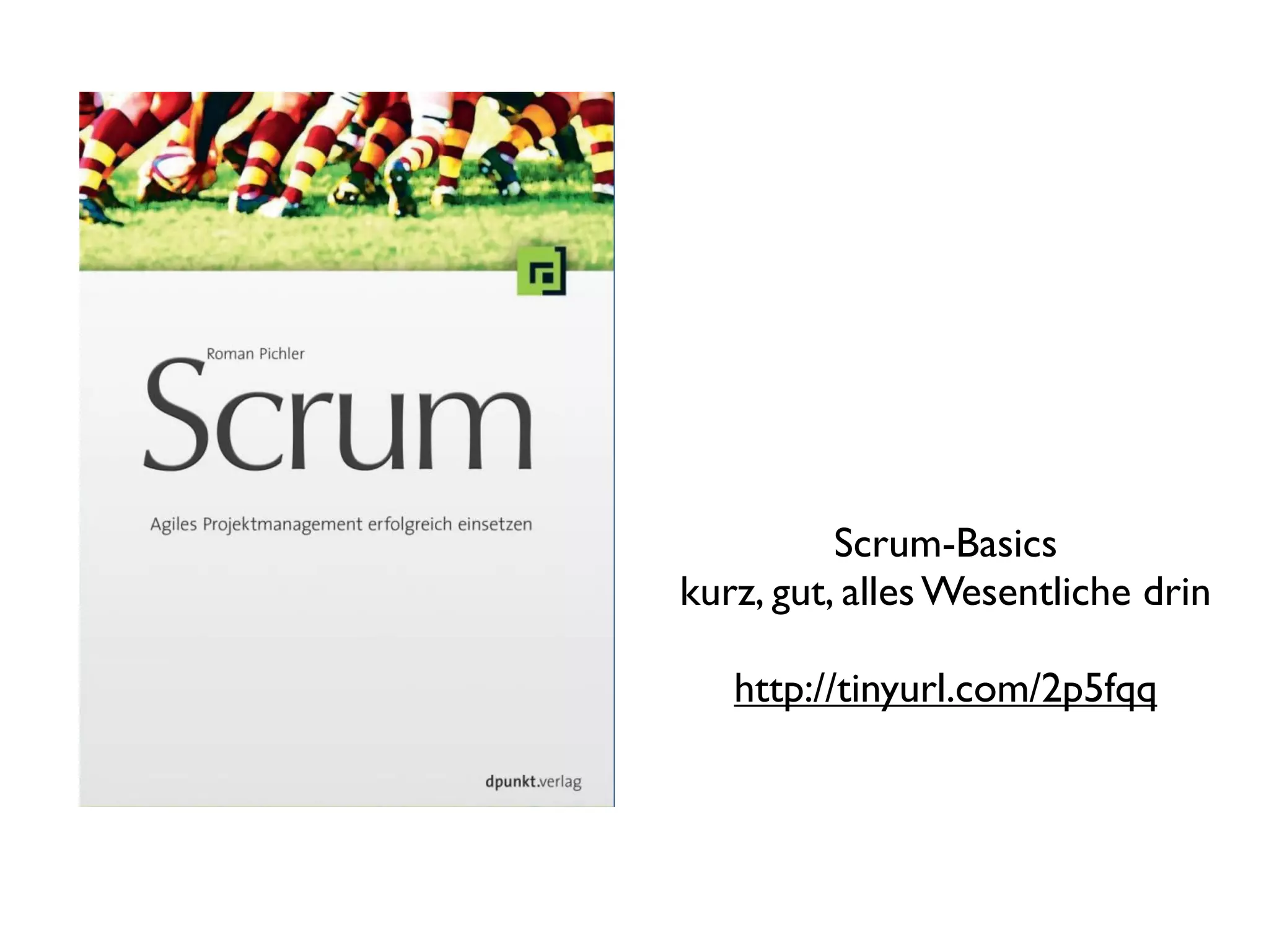 Scrum-Basics
kurz, gut, alles Wesentliche drin

   http://tinyurl.com/2p5fqq
 
