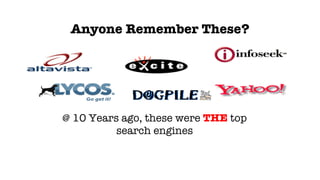 Anyone Remember These? @ 10 Years ago, these were  THE  top search engines 