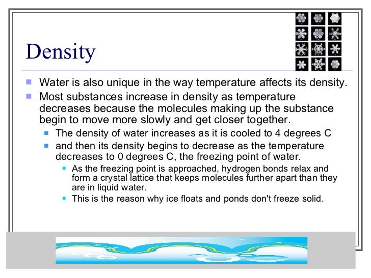 unique properties of water property of water