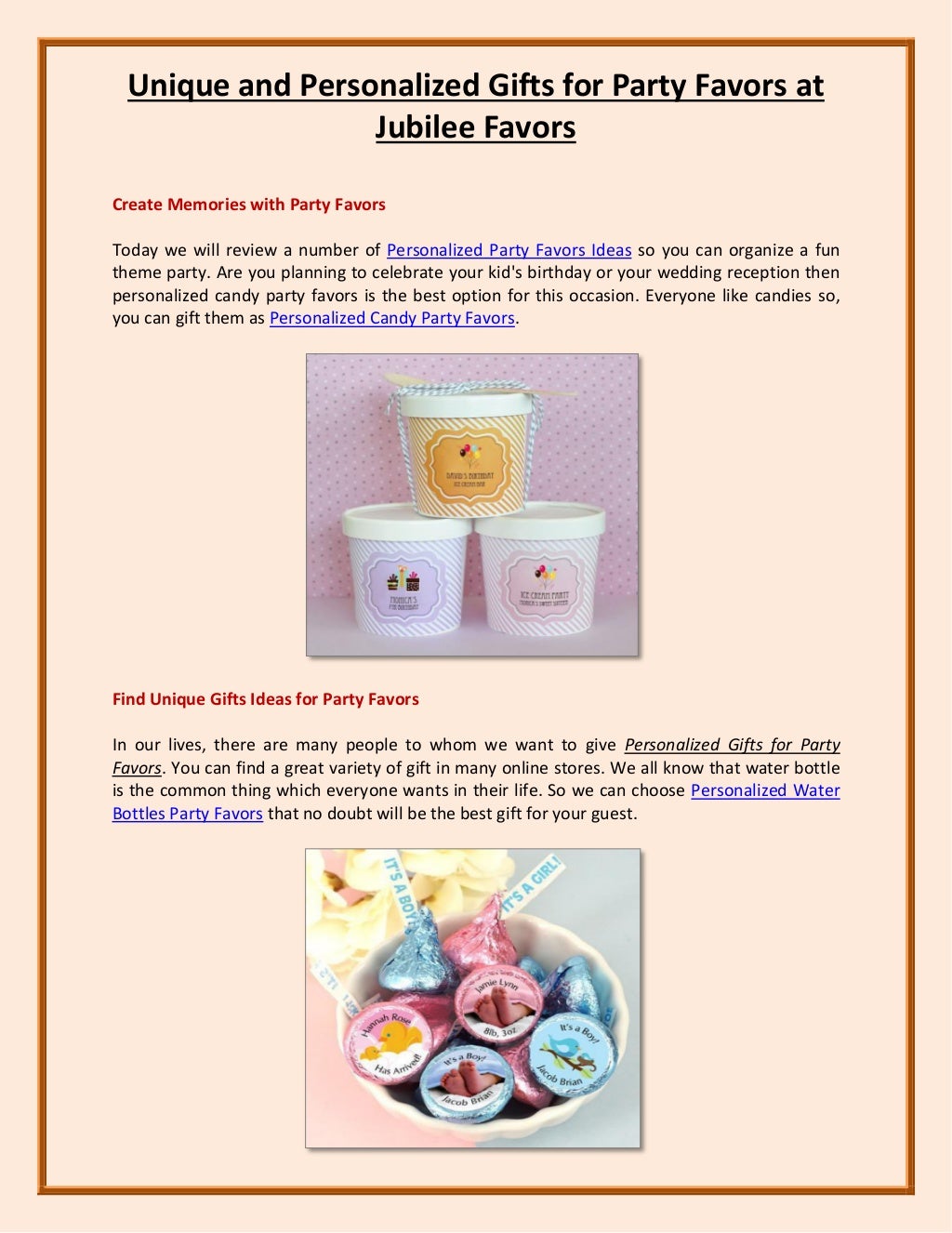 Unique and Personalized Gifts for Party Favors at Jubilee Favors