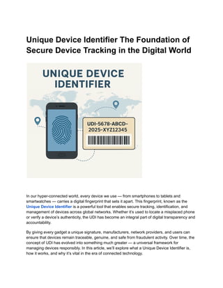 Unique Device Identifier The Foundation of Secure Device Tracking in ...