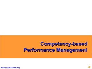 42www.exploreHR.org
Competency-basedCompetency-based
Performance ManagementPerformance Management
 