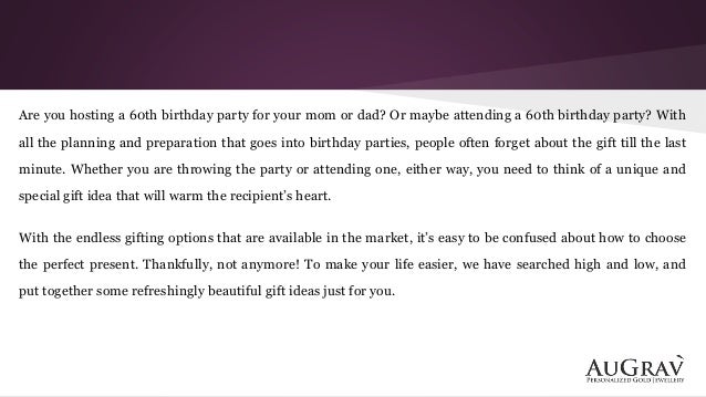 return gift ideas for 60th birthday party