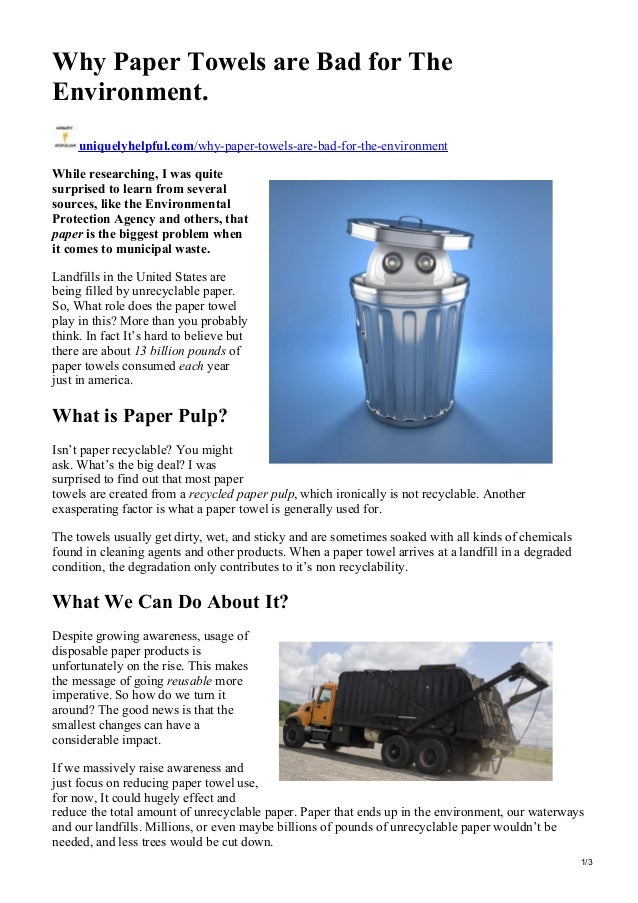Why paper towels are bad for the environment