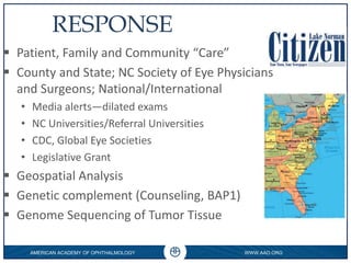 AMERICAN ACADEMY OF OPHTHALMOLOGY WWW.AAO.ORG
0
RESPONSE
 Patient, Family and Community “Care”
 County and State; NC Soc...