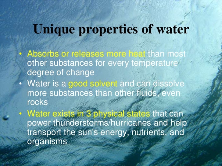 Unique properties of water overview