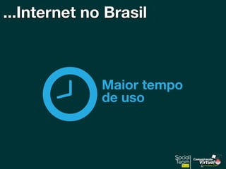 Maior tempo
de uso
...Internet no Brasil
Comunicação
VirtualNovos Espaços Políticos
&
 
