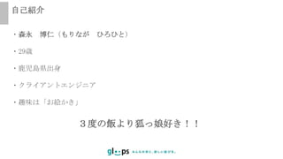 ・森永 博仁（もりなが ひろひと）
・29歳
・鹿児島県出身
・クライアントエンジニア
・趣味は「お絵かき」
３度の飯より狐っ娘好き！！
自己紹介
 
