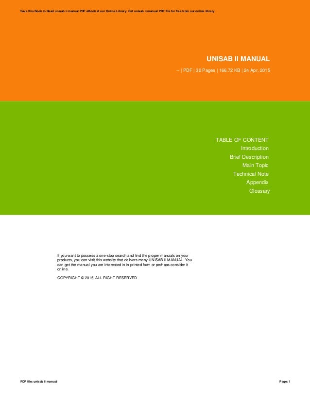 unisab ii manual