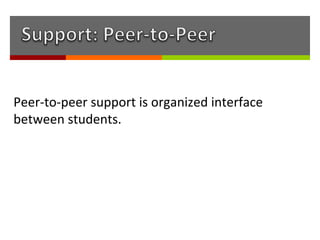 Peer-to-peer support is organized interface
between students.
 