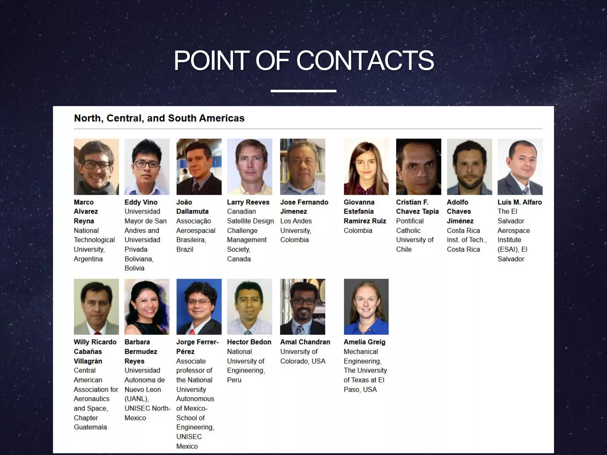  Point of contacts
POINT OF CONTACTS
 