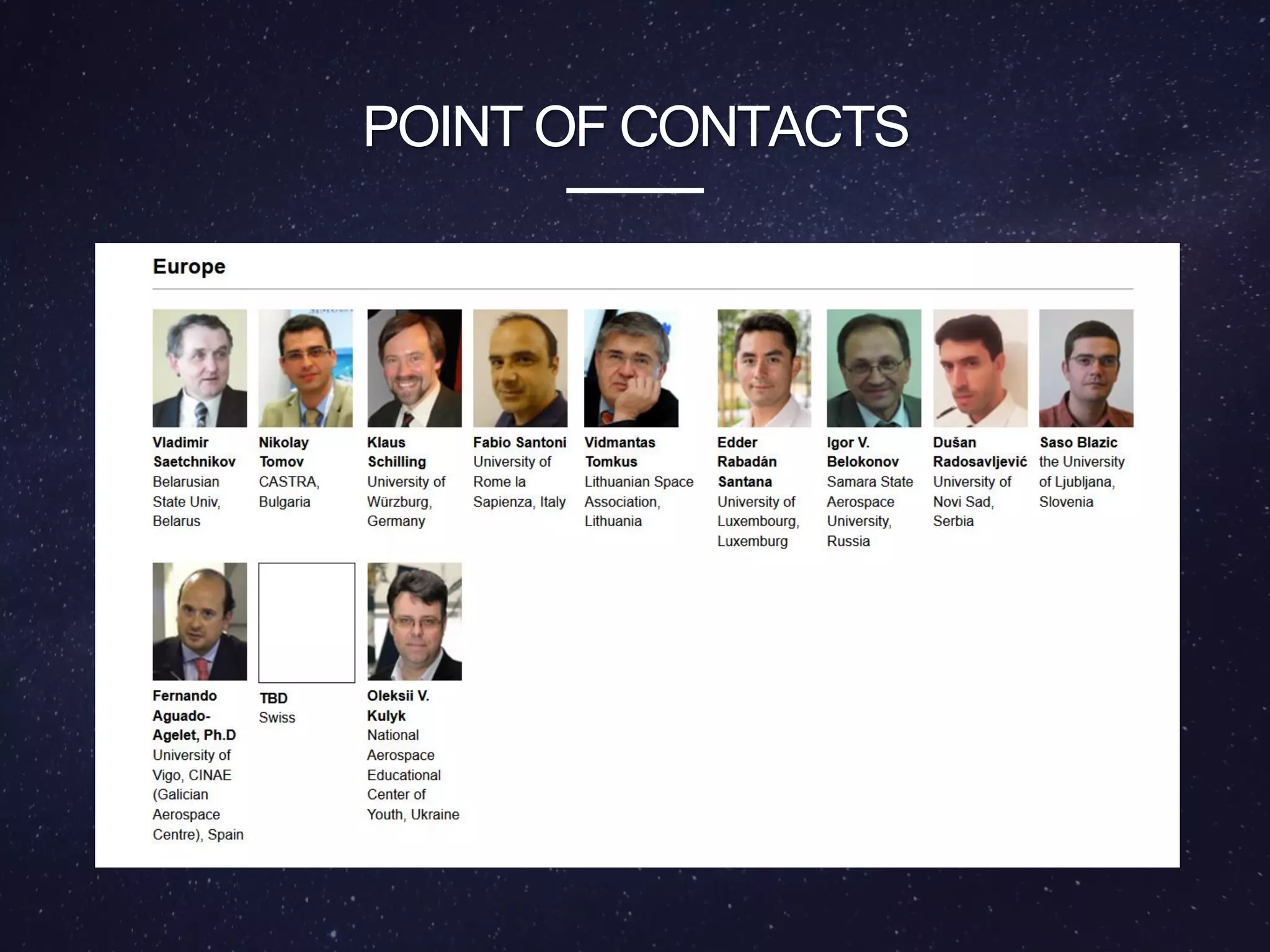POINT OF CONTACTS
 
