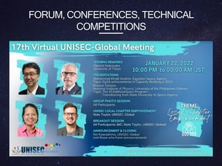 FORUM, CONFERENCES, TECHNICAL
COMPETITIONS
 