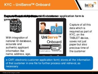 © Intense Technologies Limited
KYC – UniServeTM Onboard
Capture Customer picture
6
Capture Proof of IdentityCapture Proof ...