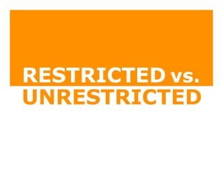 RESTRICTED vs.
UNRESTRICTED
 
