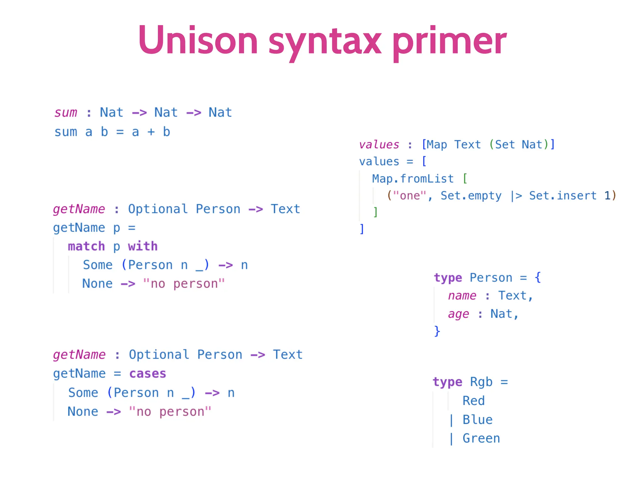 Unison syntax primer
 