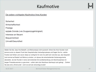 Kaufmotive
03.07.2017 19Bernhard Holzer Managementservice
 