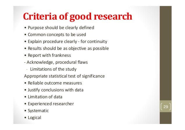 criteria of good research