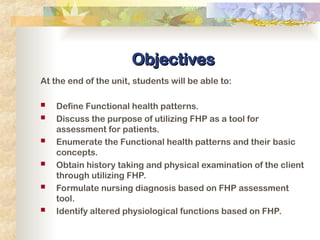 Unit - 02 Overview of Functional Health Patterns (1).ppt