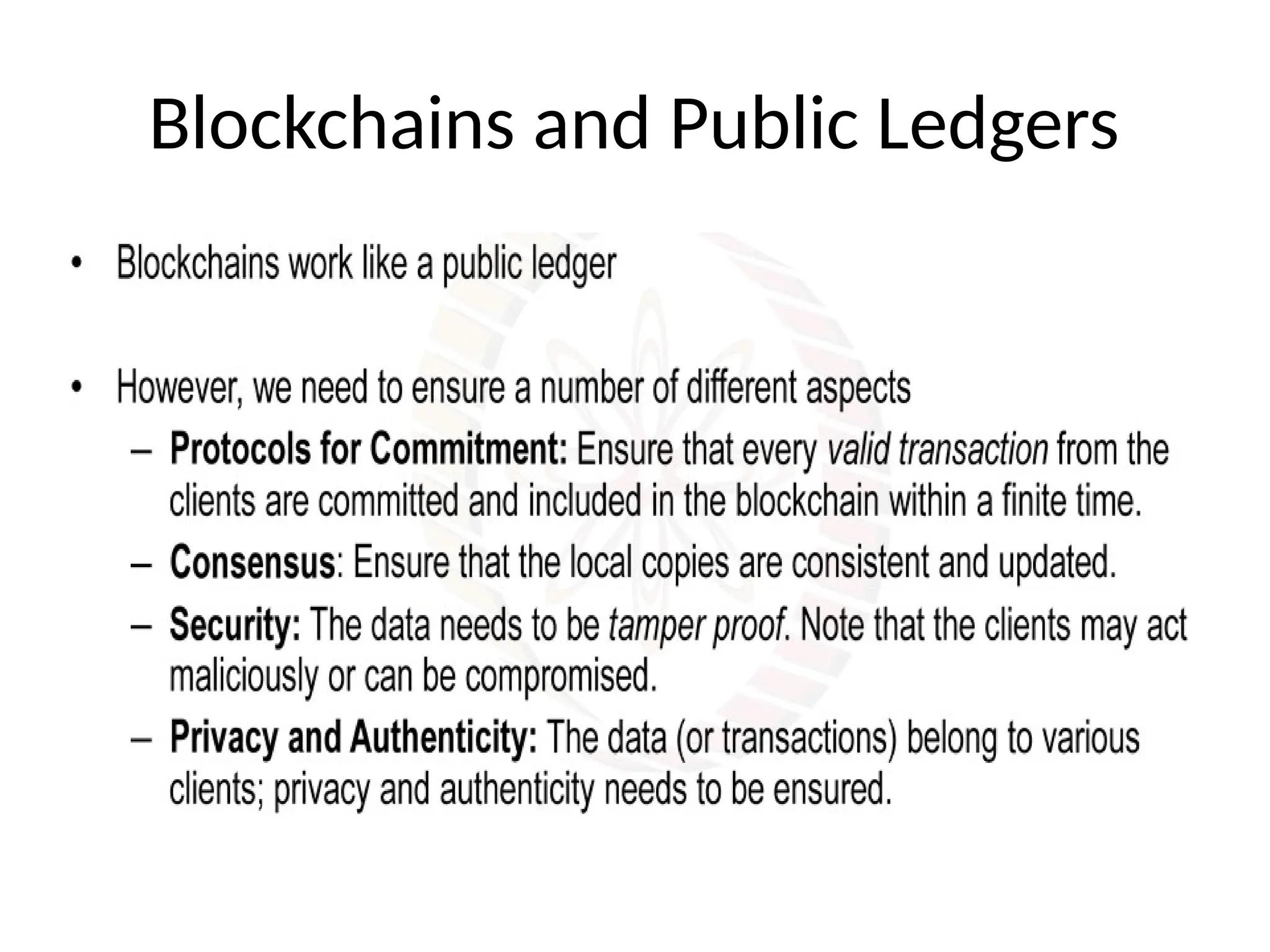 Blockchains and Public Ledgers
 
