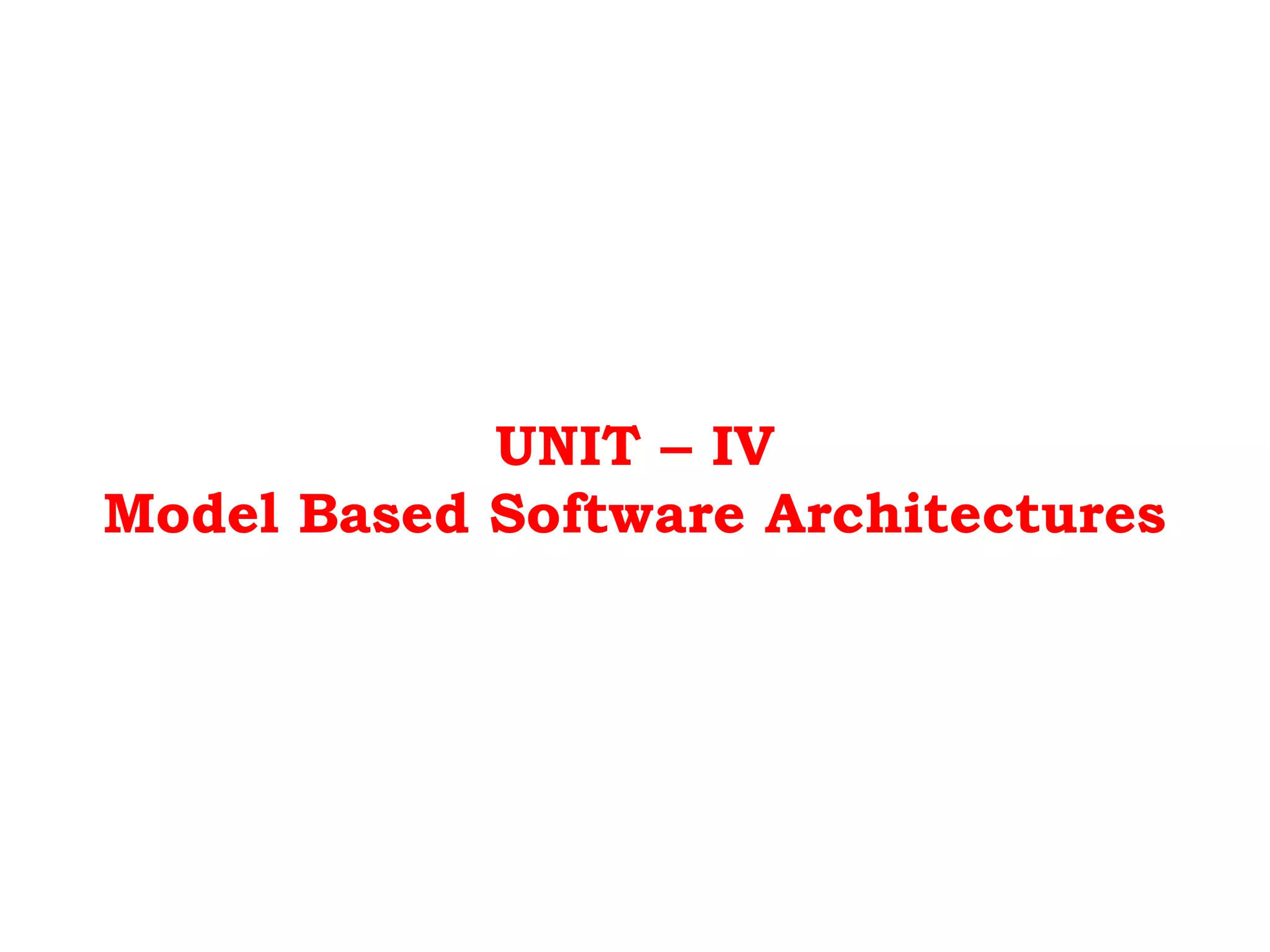 UNIT – IV
Model Based Software Architectures
 