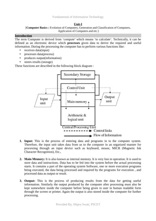 Fundamental of Information Technology | PDF