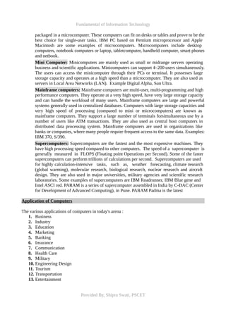 Fundamental of Information Technology | PDF