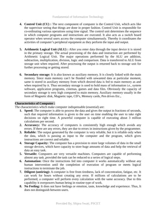 Fundamental of Information Technology | PDF